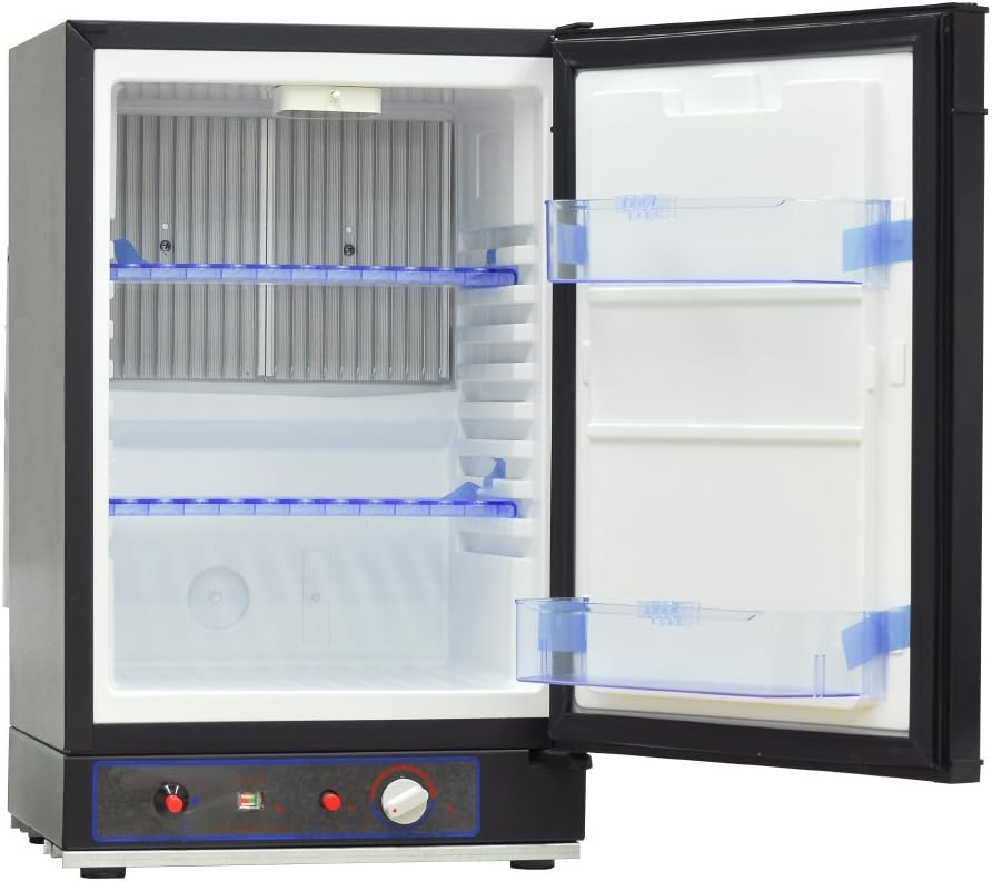 SMETA 3 Way Fridge Propane Refrigerator 12V/110V/Gas 1.4 Cu.Ft LP Gas Off-Grid Refrigerator without Freezer - Compact RV Cabin Camping Mini Fridge, Black