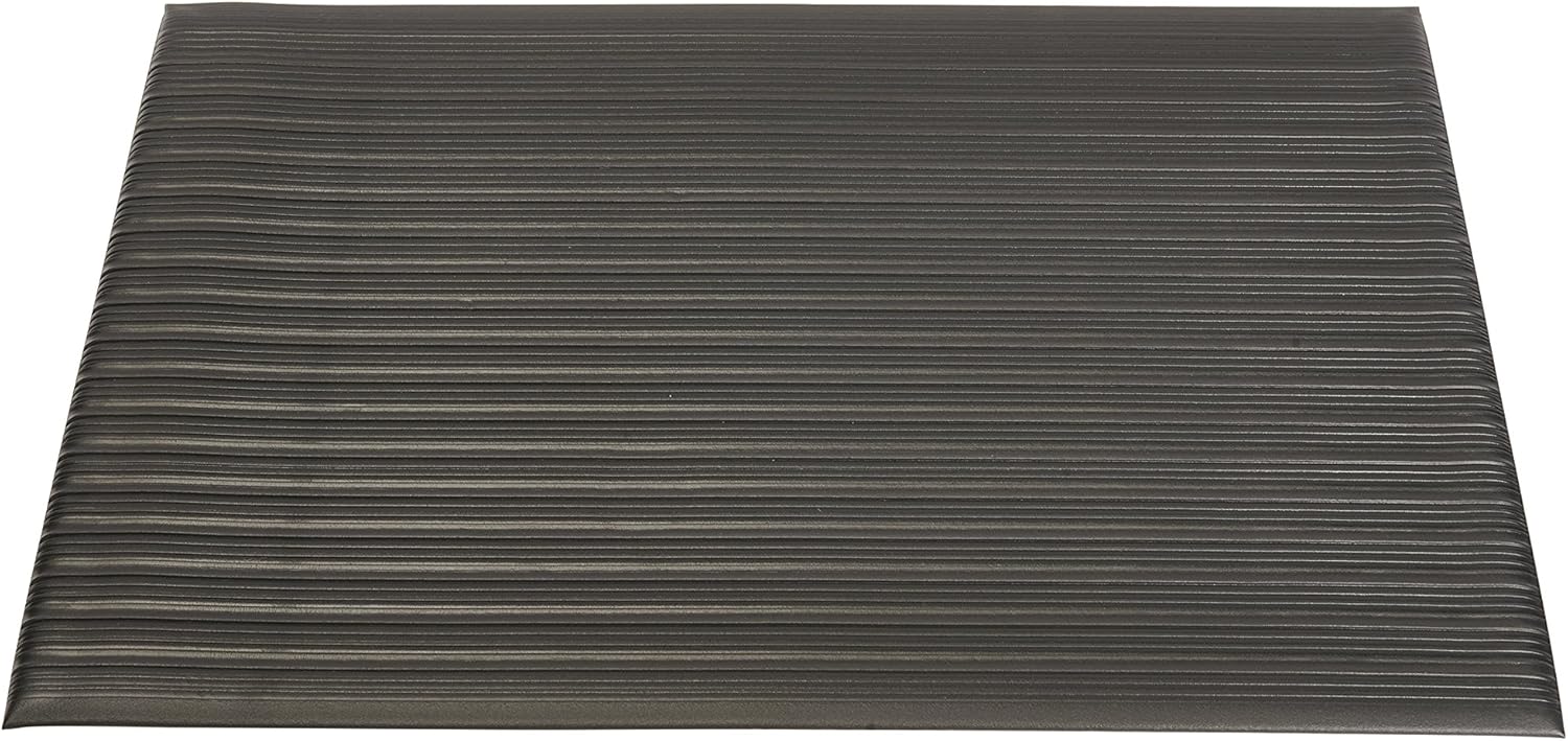 Genuine Joe Anti-Fatigue Mat with Vinyl Foam, Beveled Edge, 3 by 12-Feet, Black