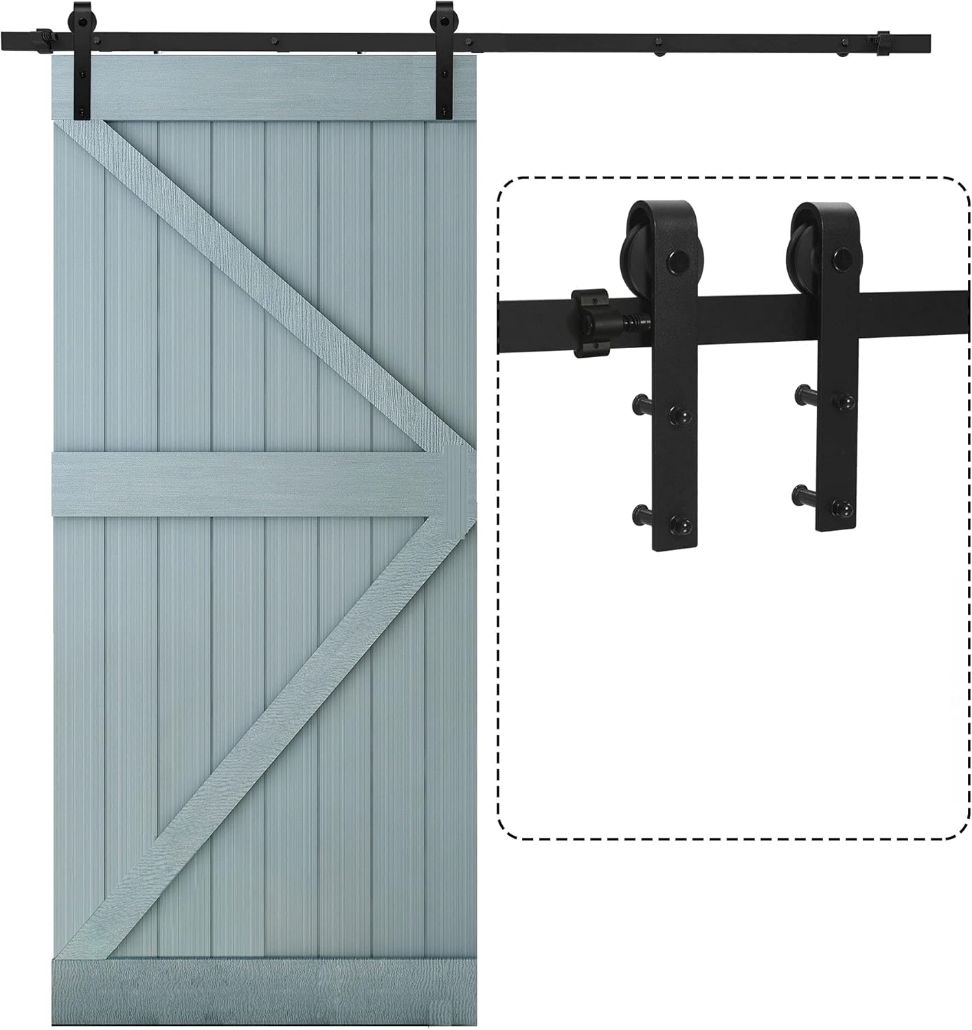 TSMST 4FT Sliding Barn Door Hardware kit, Seamless Rail Barn Door Track for Single Door, Easy to Assemble, Smoothly and Quietly, Fit 24