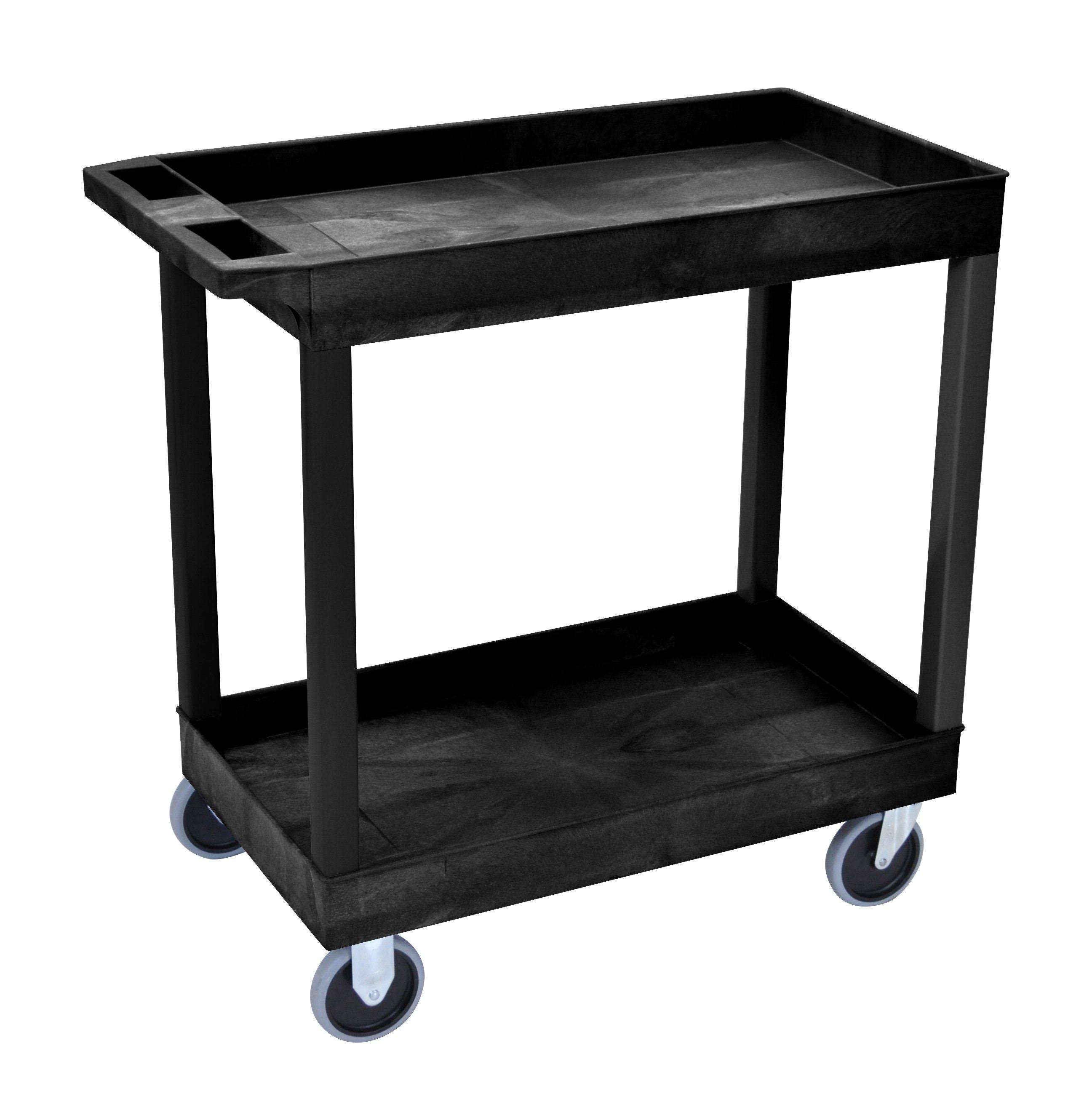 Luxor High Capacity 2 Tub Shelf Cart Black - EC11HD-B