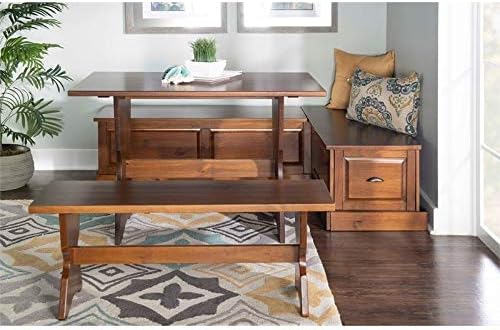 Riverbay Patio Conversation Kitchen Backless Breakfast Corner Nook Table Booth Bench Dining Set with Hidden Storage in Walnut Brown