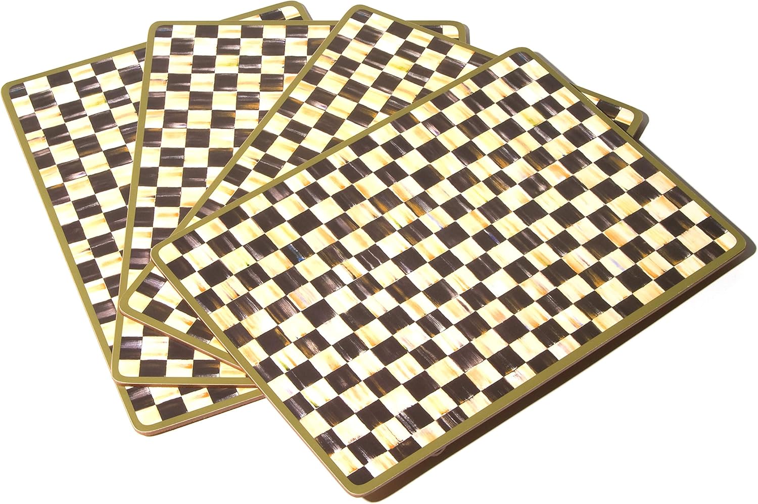 MacKenzie-Childs Courtly Check Placemats, Hard-Finish, Washable Table Mats, Set of 4