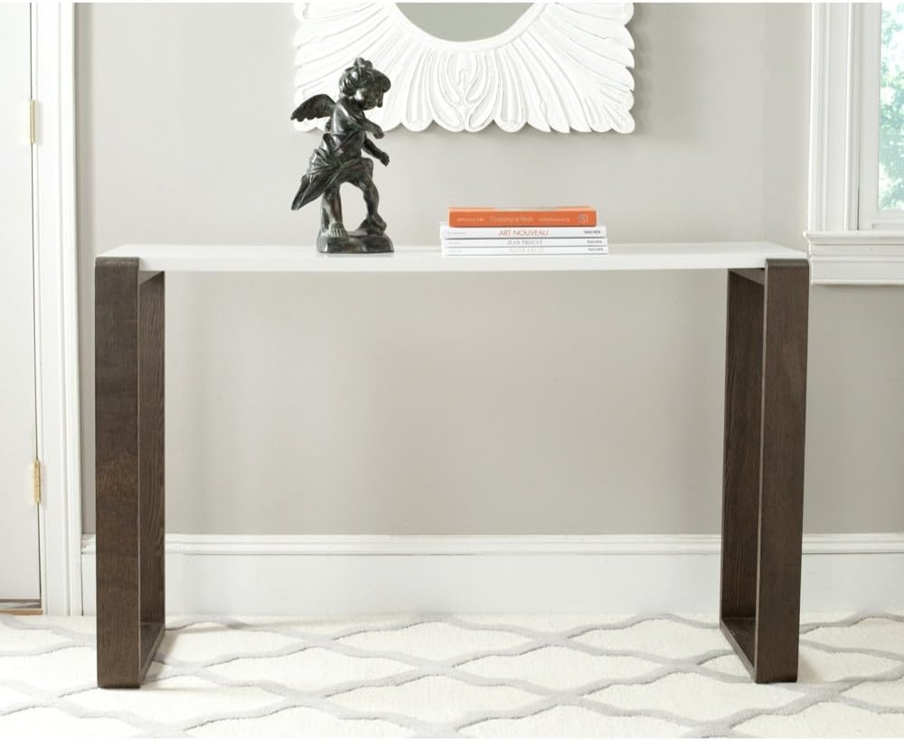 Safavieh Home Collection Bartholomew Mid-Century Modern White and Grey Lacquer Console Table