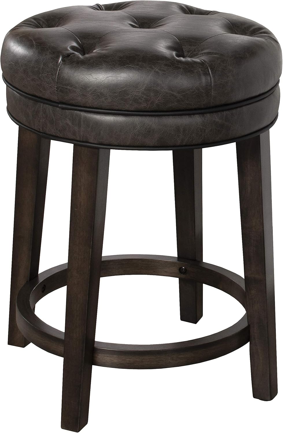 Hillsdale Krauss Backless Swivel Stool, Counter, Gray Faux Leather
