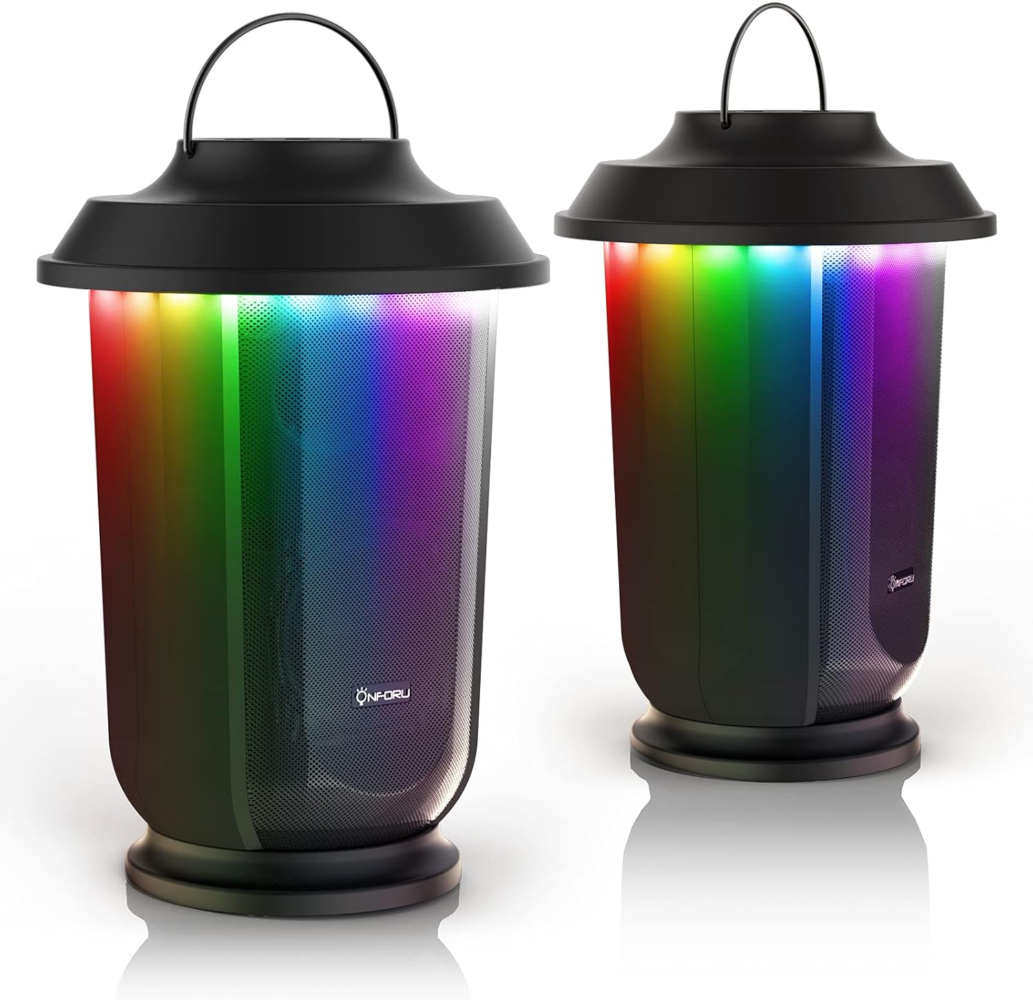Onforu Outdoor Bluetooth Speaker with LED Lights, 2 Pack Wireless Loud Stereo Sound Lantern Speakers, True Wireless Stereo Pairing Patio Speakers, Bluetooth 5.0, Party Speakers for Camping, Garden