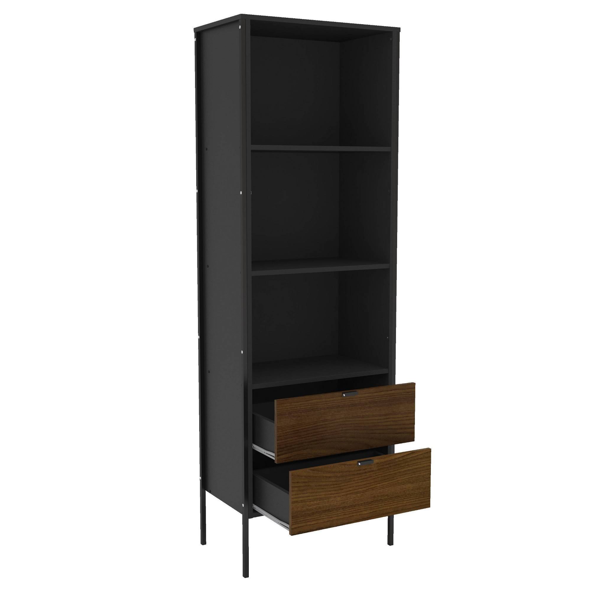 71x22 Mallorca Bookshelf Black/Dark Brown - Chique
