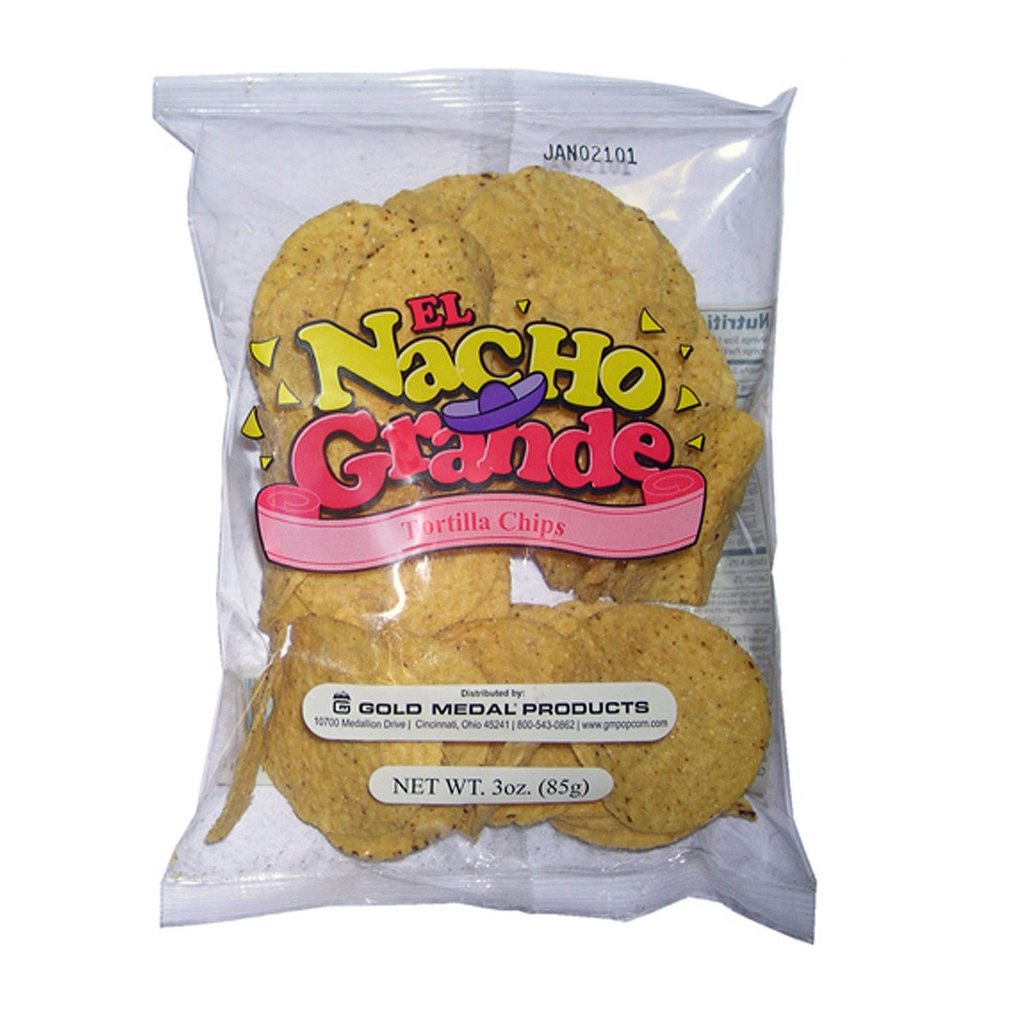 Gold Medal El Grande Nacho Chips, Portion Pak 3 oz. Bag, 48 ct