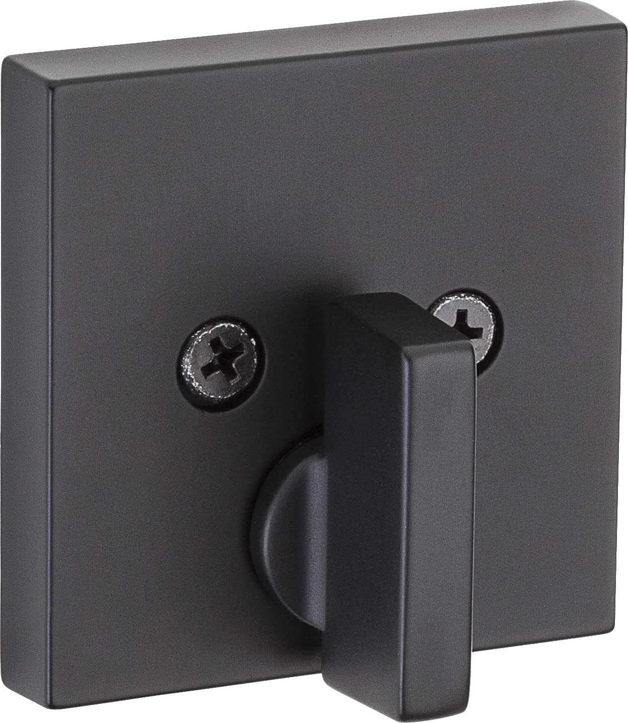 Kwikset 258 Uptown Door Deadbolt, Square Contemporary Low Profile Keyed One Side Low Profile Deadbolt featuring SmartKey Security in Matte Black