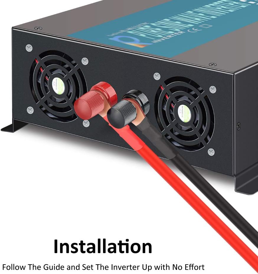 WZRELB 1500W Continuous Pure Sine Wave Inverter DC 12V to AC 120V Car Power Inverter with Dual AC Outlets