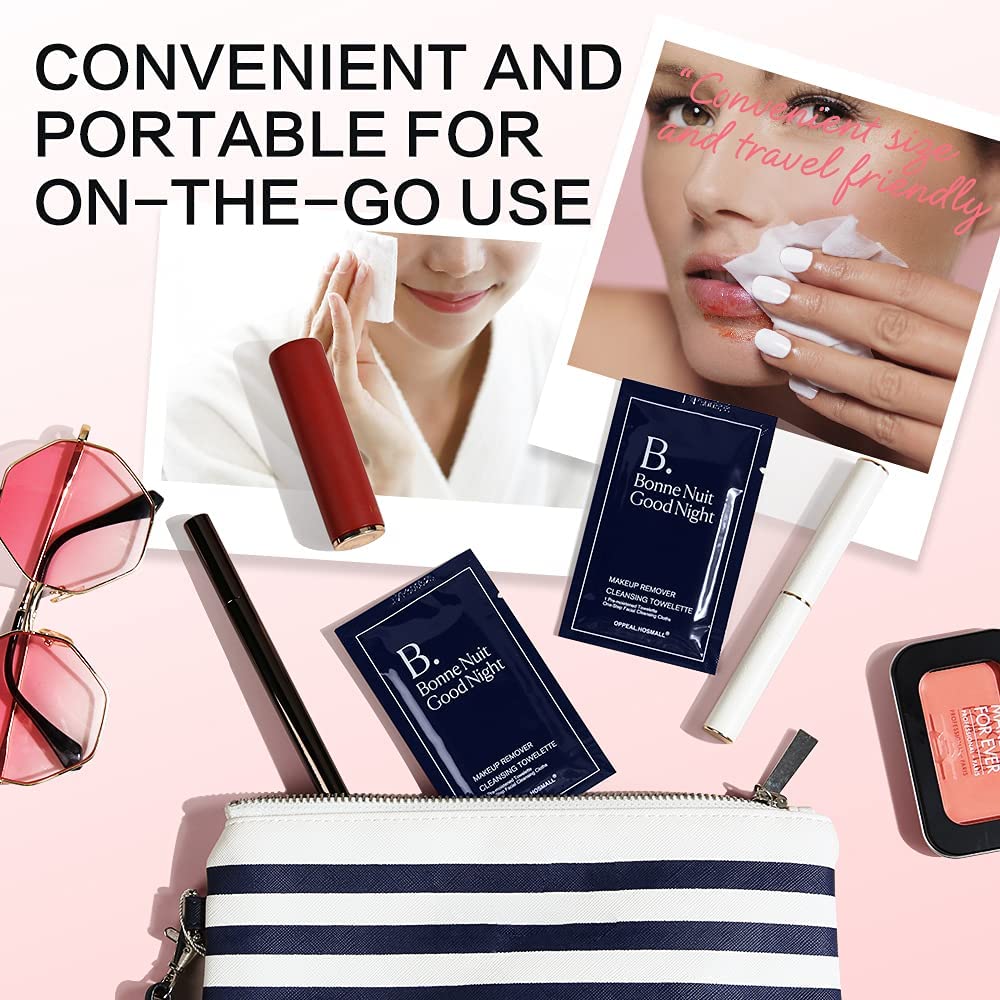 OPPEAL.HOSMALL 500ct Facial Cleansing Wipes Gentle Makeup Remover, Waterproof Individually Wrapped, Fragrance, Oil & Alcohol Free Pack of 2