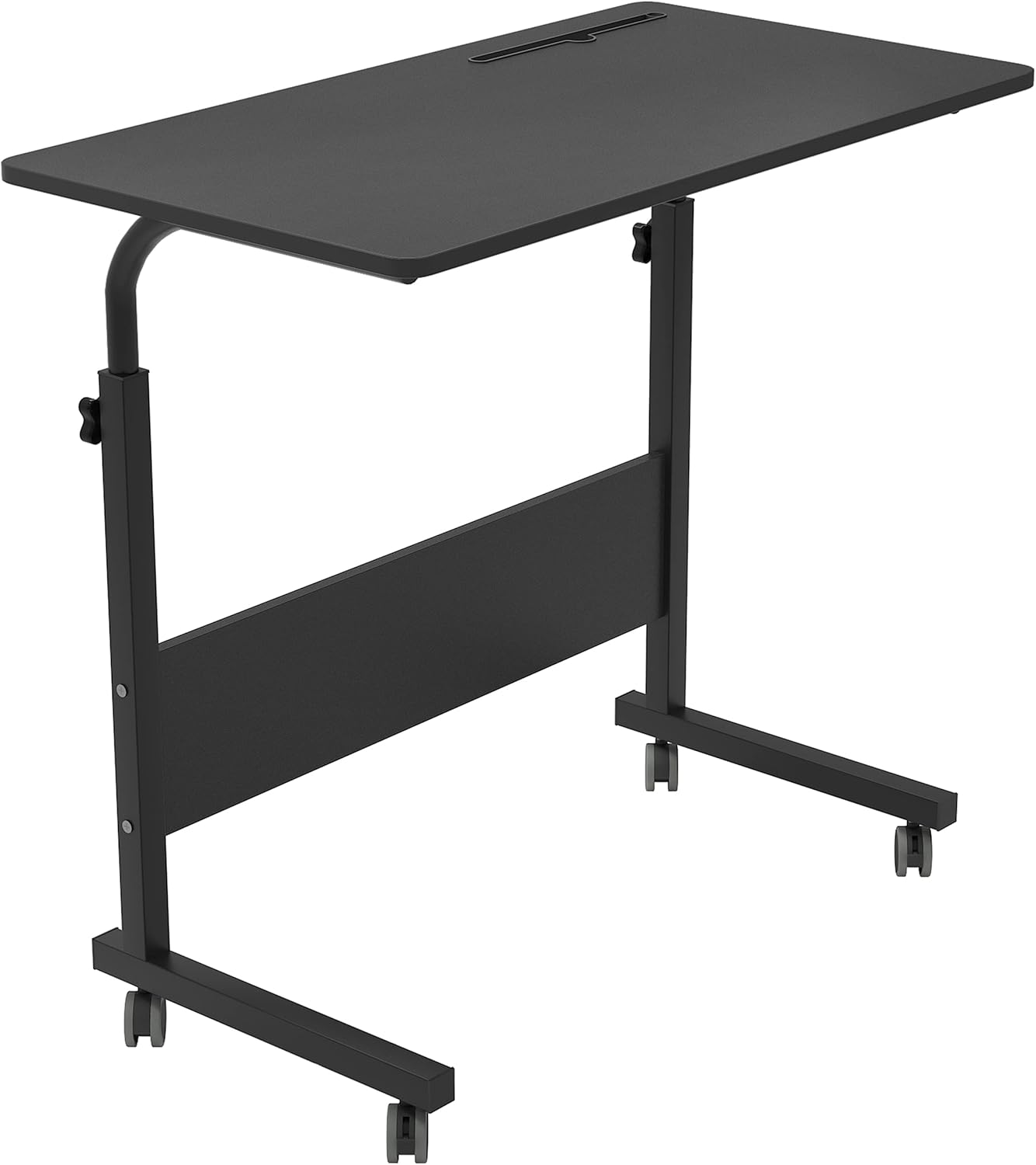 SogesHome 23.6 inch Adjustable Mobile Bed Table Portable Laptop Computer Stand Desks with Tablet Slot Cart Tray, Black, NSDUS-05-3-60BK Pack of 2