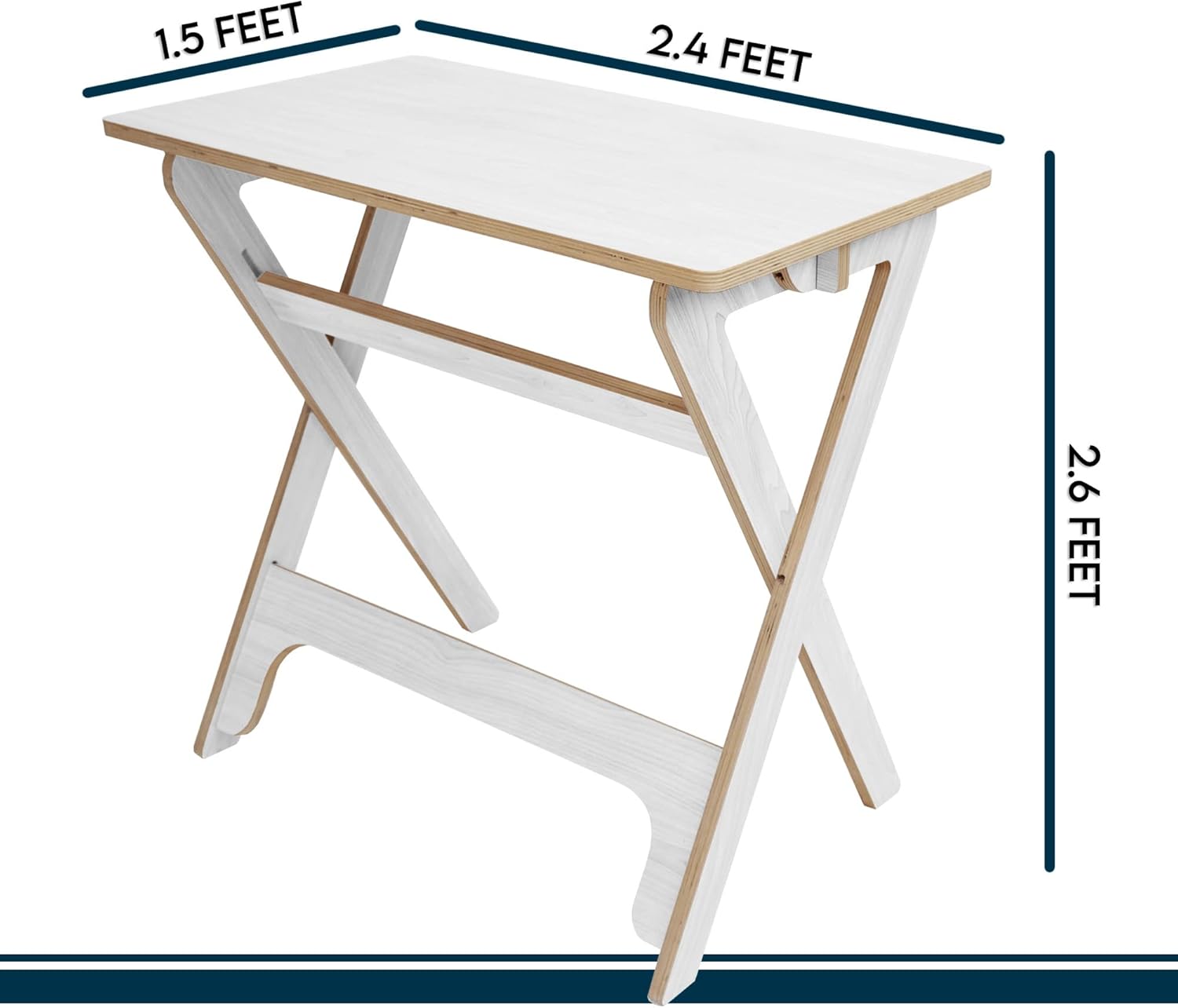 Fourtue Small Computer Desk - 31.5&rdquo; Birch Wood Desk for Small Spaces - Compact Laptop Writing Table - Space Saving & Multipurpose - Slide and Slot Assembly
