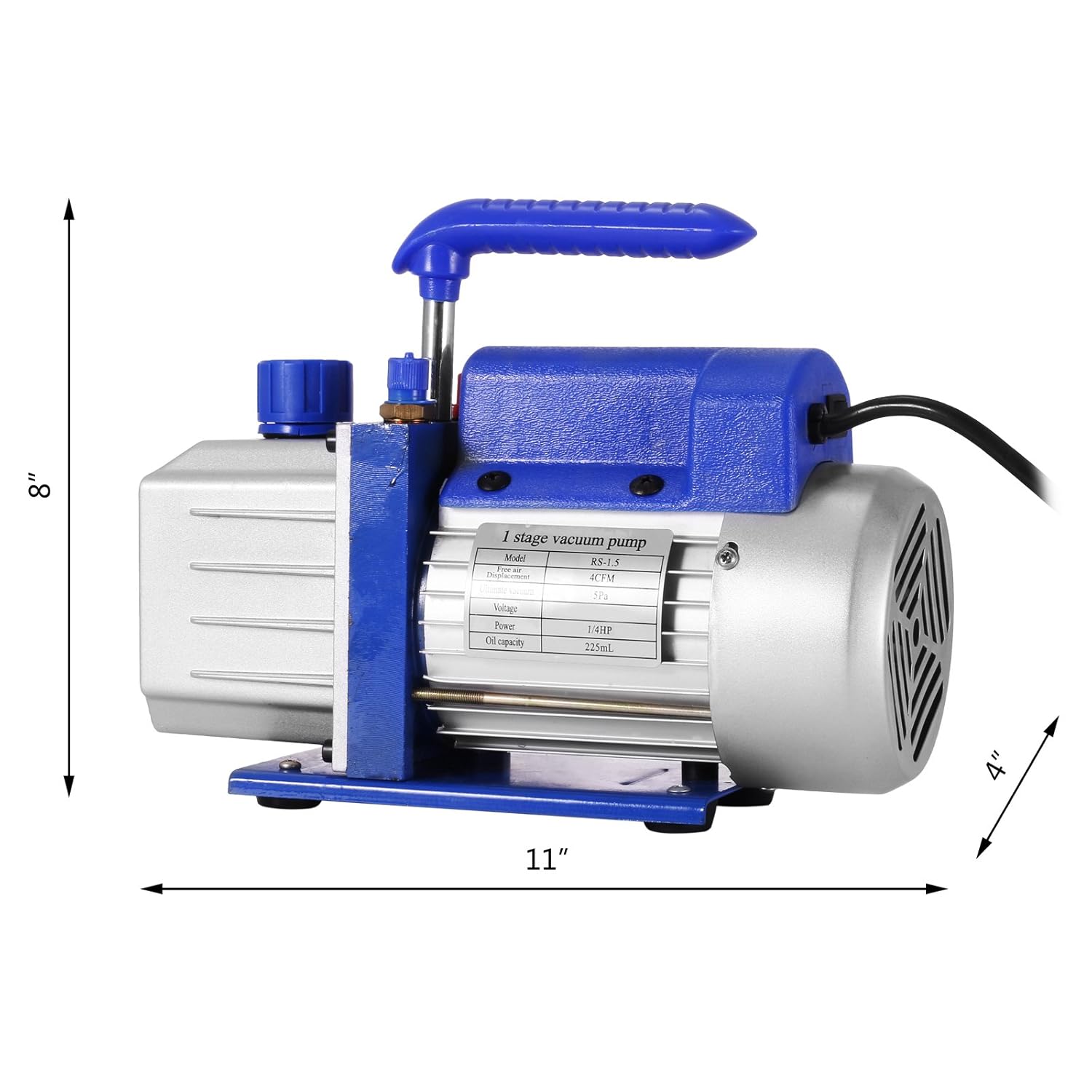 VEVOR Vacuum Pump Kit HVAC Single Stage AC Vacuum Pump 4CFM 1/4HP Air Vacuum Pump with 1 Valve A/C Manifold Gauge Set Refrigerant Air Conditioning (4CFM1/4HP 1Valve)