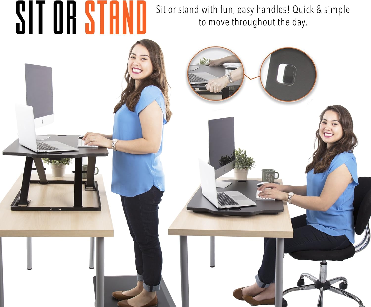 X-Elite Pro Glide Standing Desk - Instantly Convert Any Surface to a Stand up Desk! Large Sit to Stand Desk Converter! Strong & Sturdy! (31 x 21)