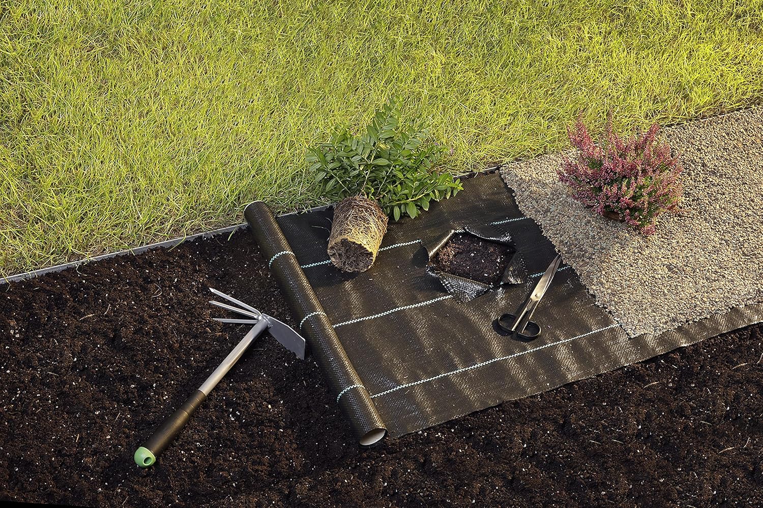 GardenMate 6 x 33 feet Sheet Woven Weed Control Fabric - Stabilized Black Heavy Duty 3 oz/yd² Landscape Ground Cover Membrane Pack of 2