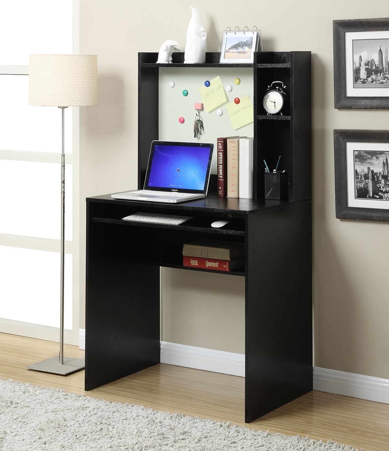 Convenience Concepts Designs2Go Student Desk with Magnetic Bulletin Board, Black
