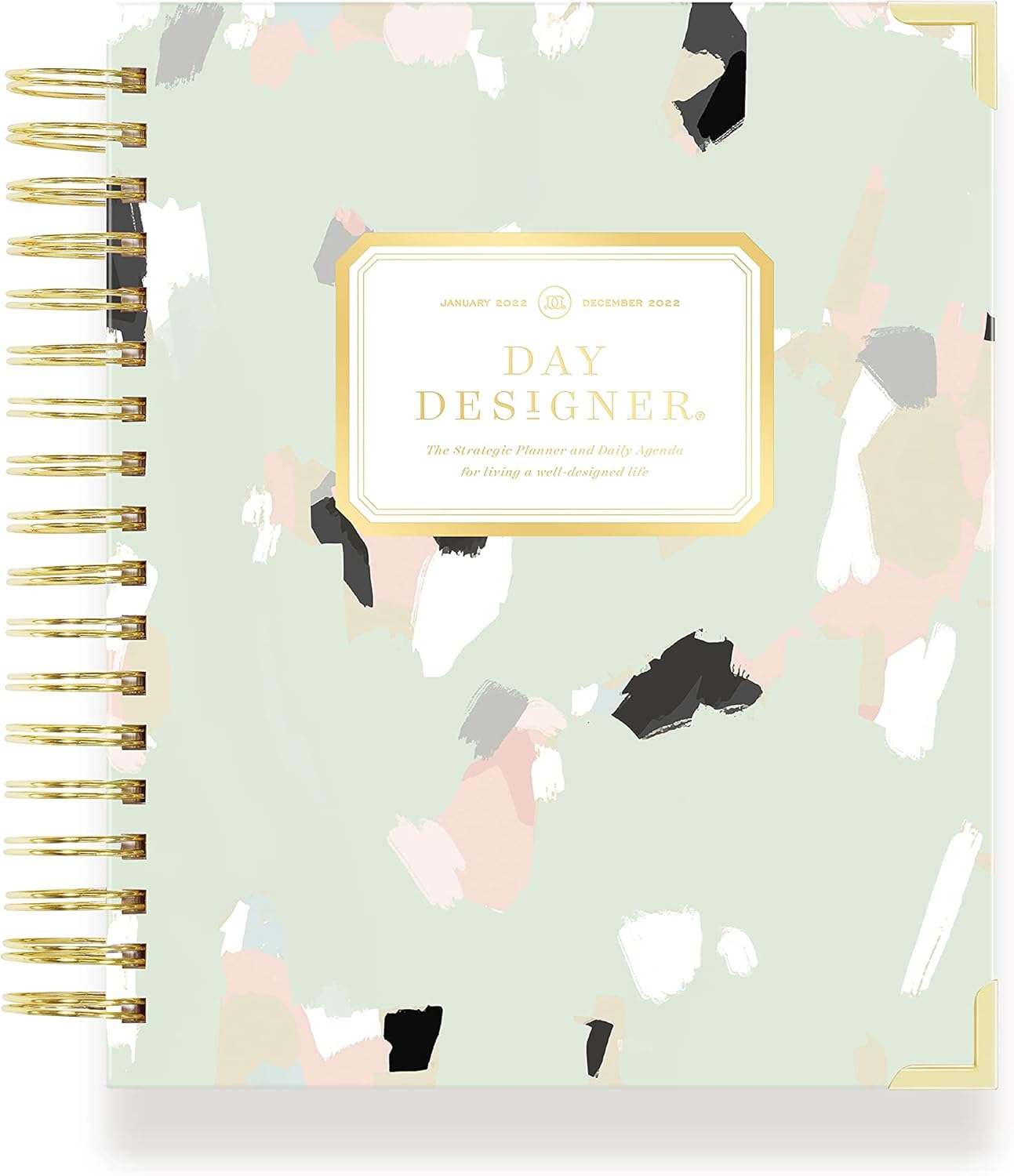 Day Designer 2022 Daily Monthly Planner, January - December, Durable Artfully Abstract Hardcovers, Spiral Bound, 9