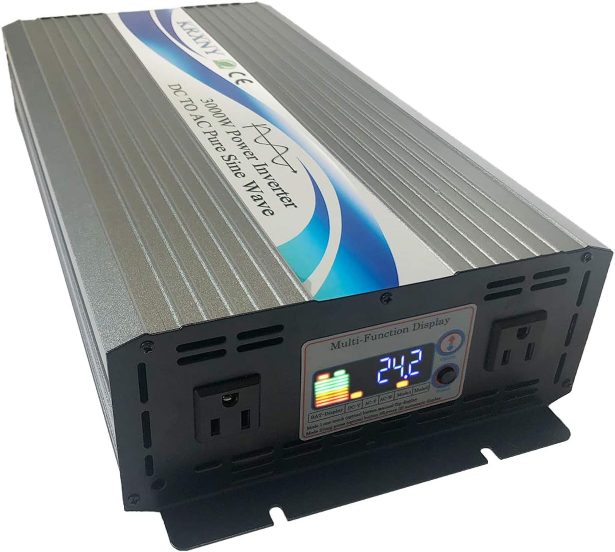 KRXNY 3000W Off Grid Power Inverter 24V DC to 110V 120V AC Pure Sine Wave Converter 60HZ with LCD Display