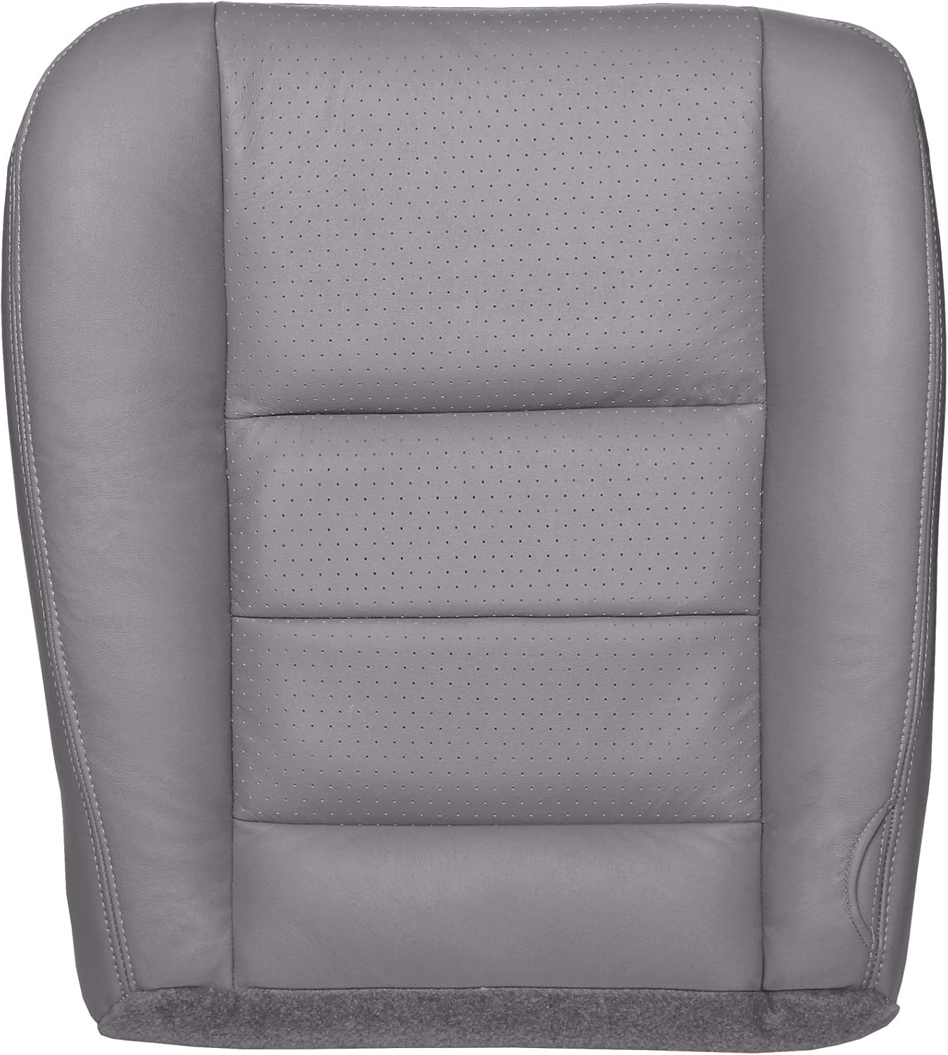 The Seat Shop Driver Bottom Replacement Perforated Leather Seat Cover - Medium Flint Gray (Compatible with 2002-2007 Ford F250 and F350 Lariat Crew Cab)