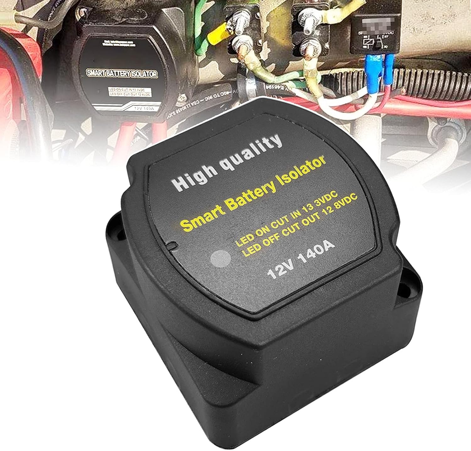 Dual Battery Isolator 12V 140Amp, Voltage Sensitive Relay VSR,Compatible with RV Marine Car Vehicles Truck Caravan Off-road Camper Yacht，Not Fit for lithium batteries