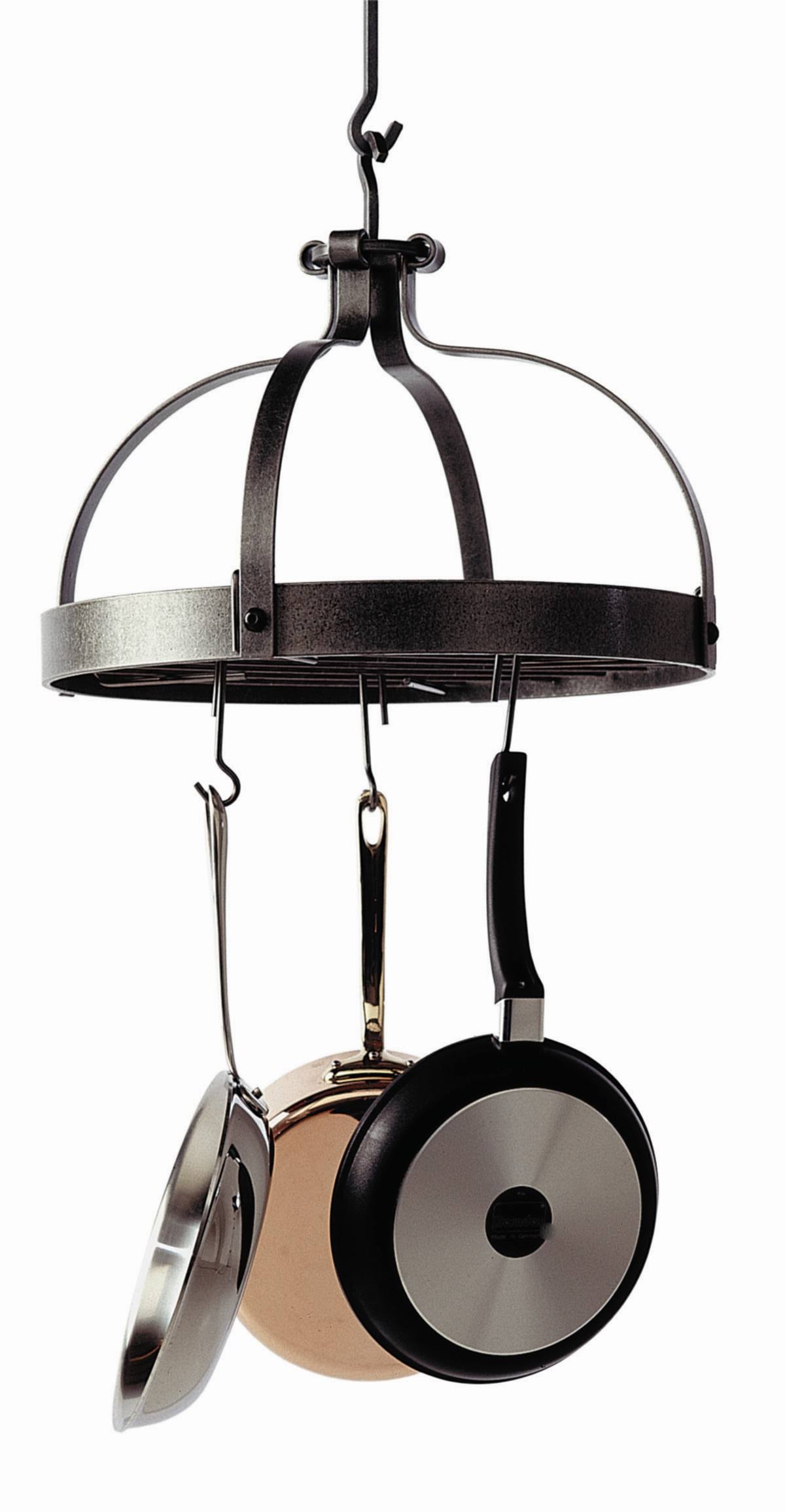 Enclume Hammered Steel Dutch Crown Pot Rack with Grid Pr2wg HS