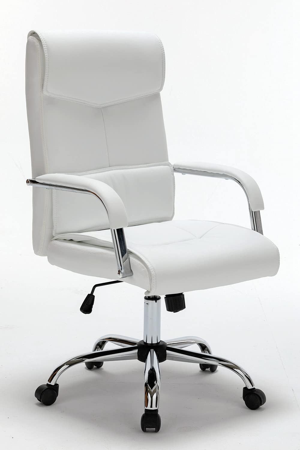 FULONG Adjustable Ergonomic Swivel Task Chair with Lumbar Support, High Back White Office Desk Chair with Padded Armrests