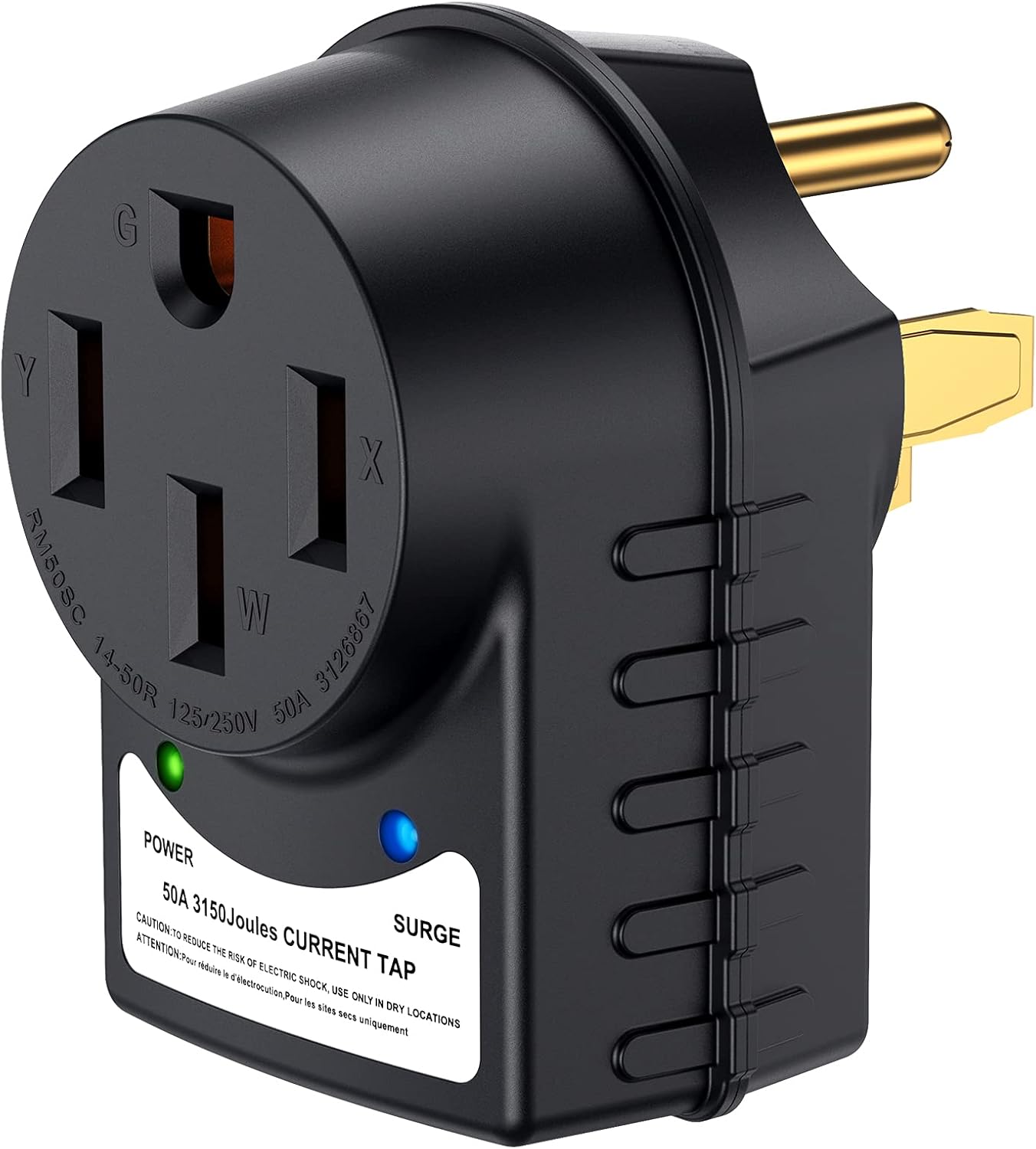 funomo RV Surge Protector 50 Amp ETL Listed Surge Guard Full Protection Adapter Circuit Analyzer with LED Indicator Lights 50 Amp Male to 50 Amp Female for RV Camping(Black) Pack of 2