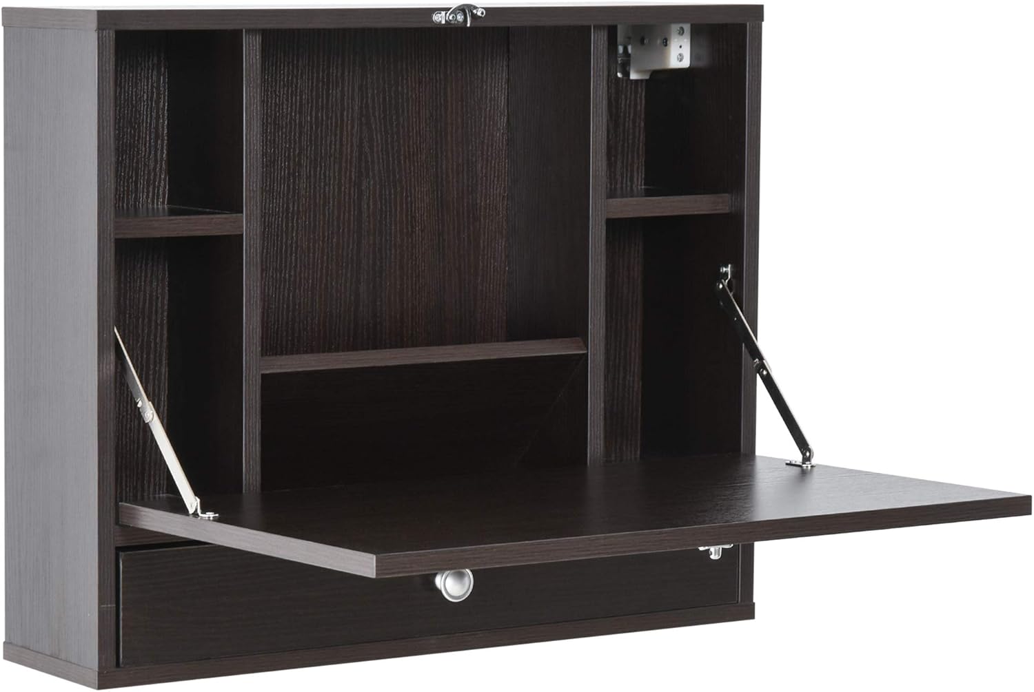 HOMCOM Wall Mounted Writing Computer Desk Workstation with Foldable Space Saving Design & Ample Interior Storage Black Pack of 2