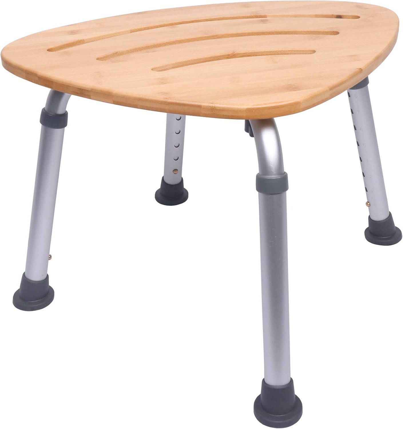 SUMGREEN Adjustable Bamboo Shower Seat, Waterproof Fanshaped Shower Stool for Elderly and Adults W/Slip-Resistant Rubber, 19.7