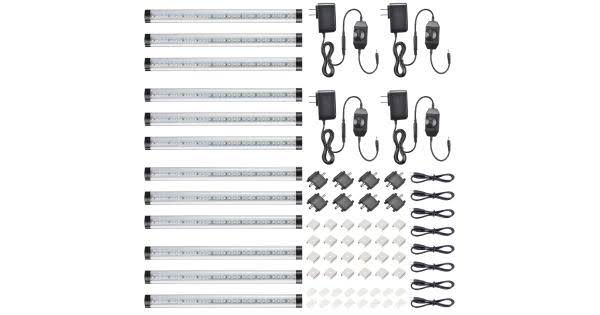 Yescom 90 LEDs Under Cabinet Lighting Kit Plug in 3000K Kitchen Counter Light 12 Pack
