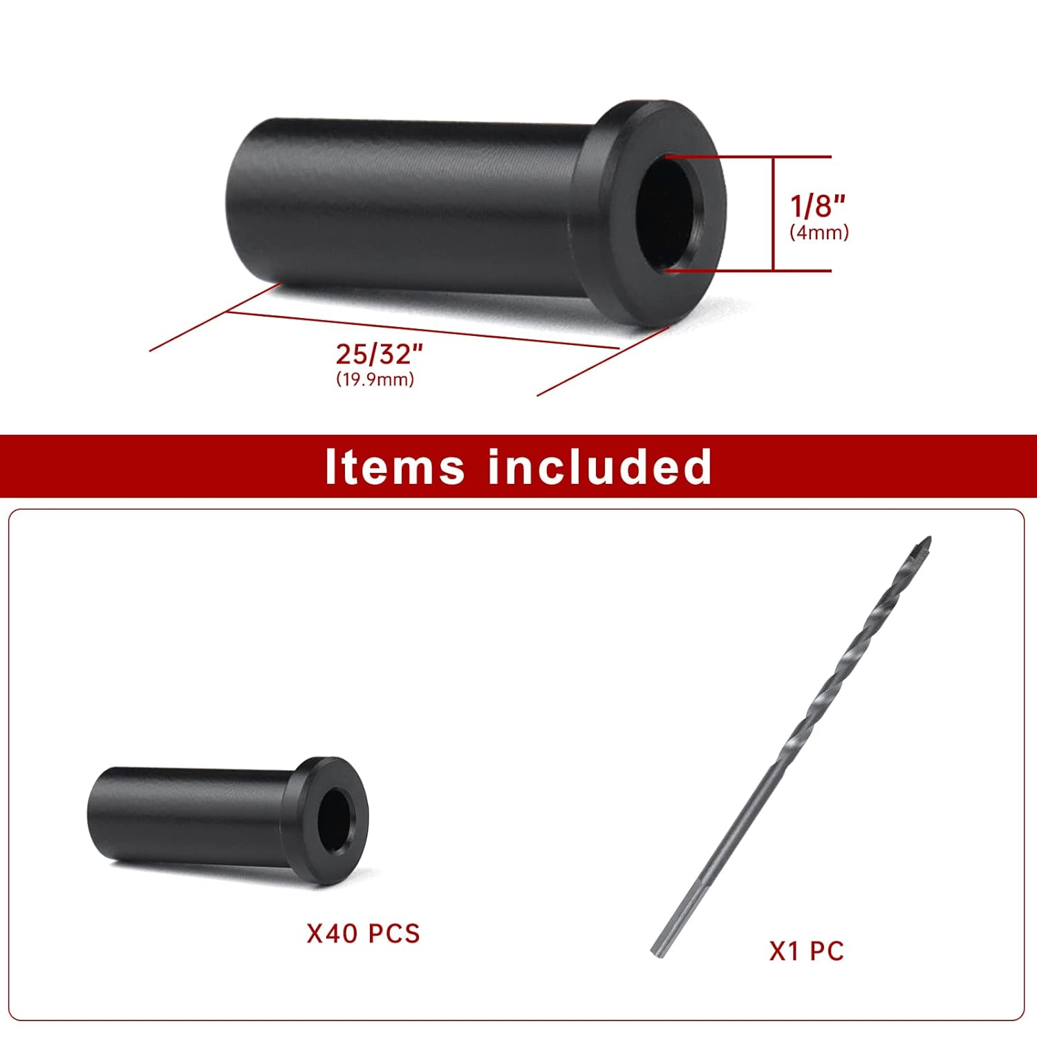 Muzata 40Pack Cable Railing Kit Black POM Protector Sleeves Protective Grommet for 1/8