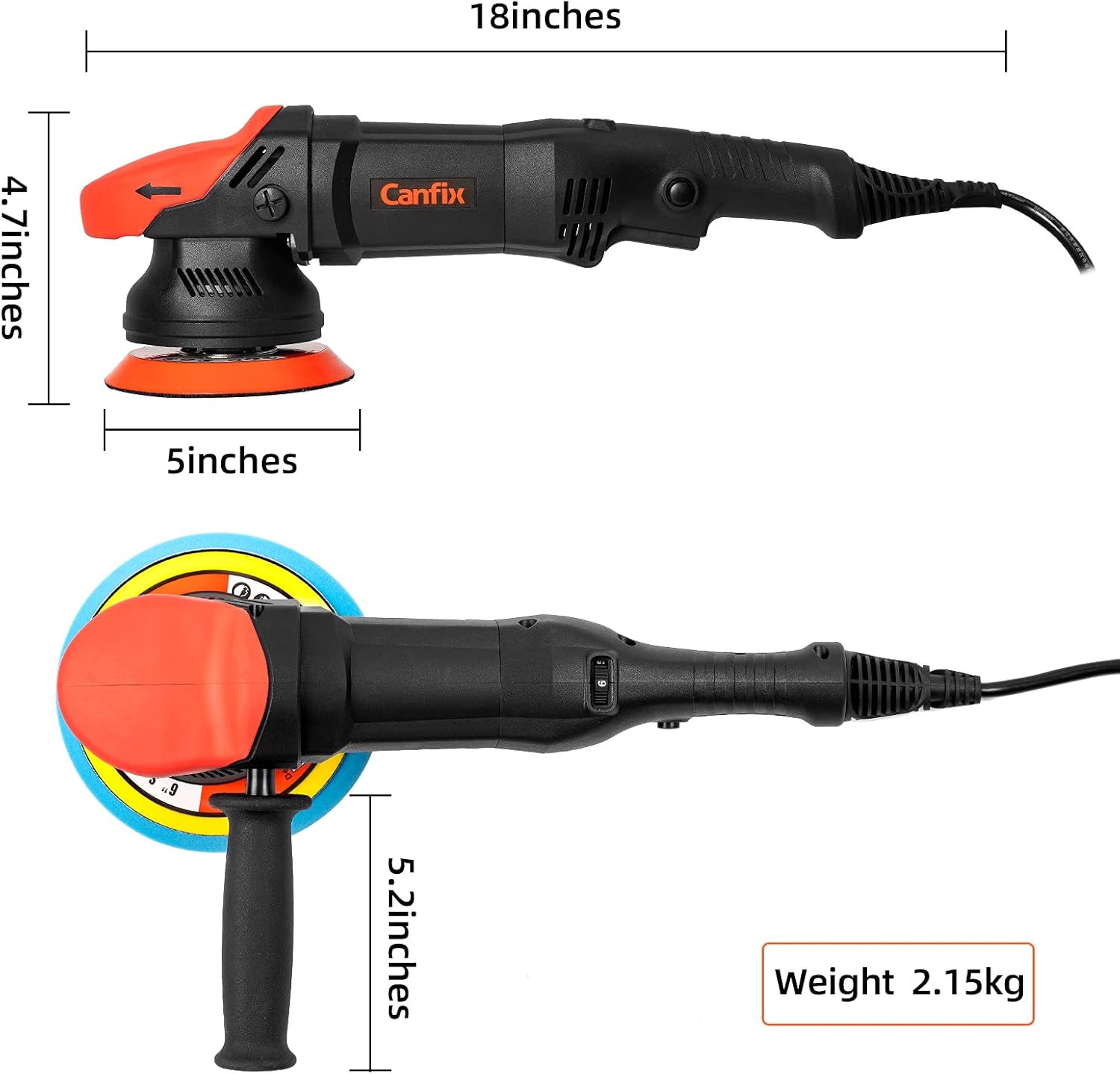 Canfix Dual Action Orbital Car Polisher with 5