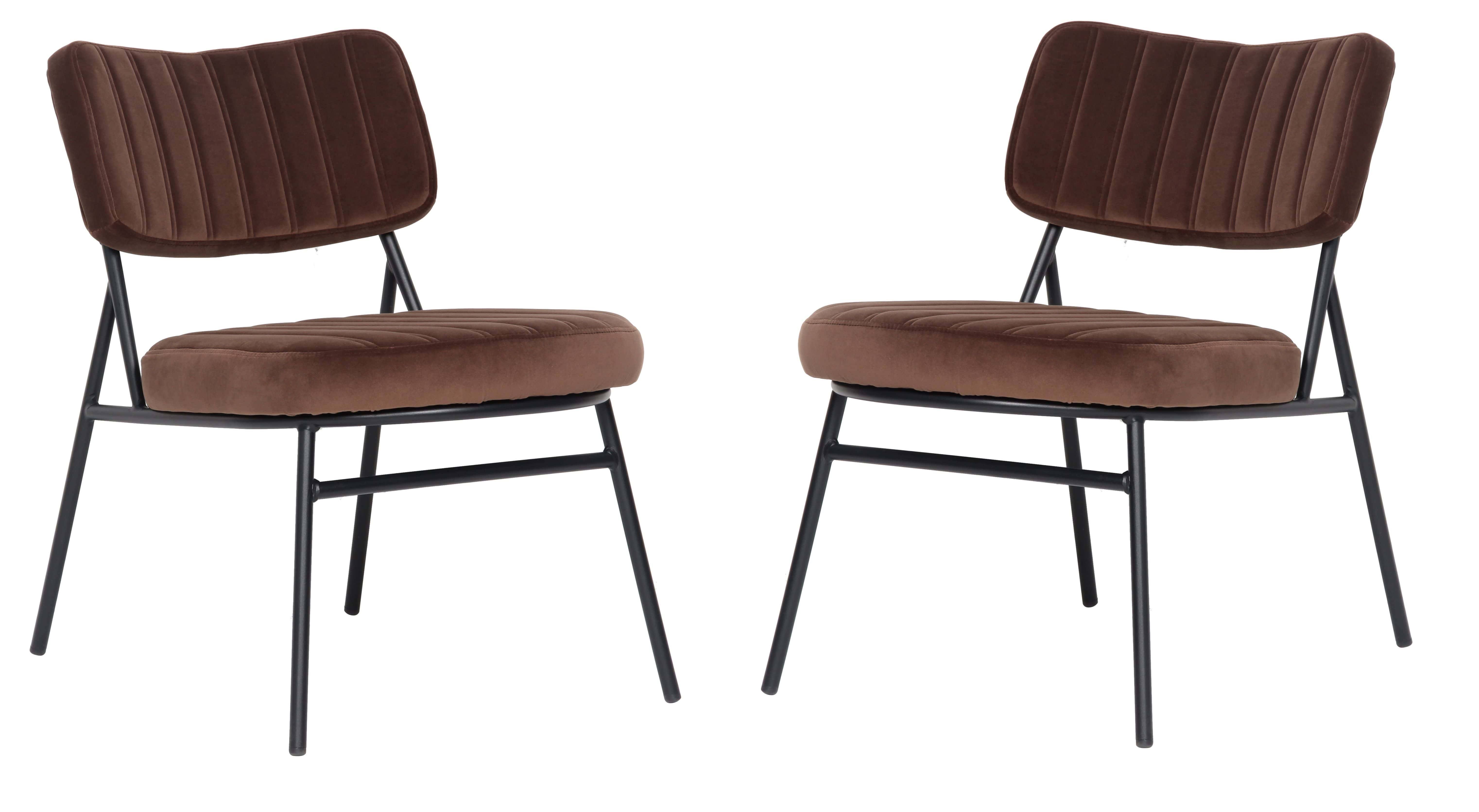 LeisureMod Marilane Velvet Accent Chair with Metal Frame Coffee Brown / Set of 2