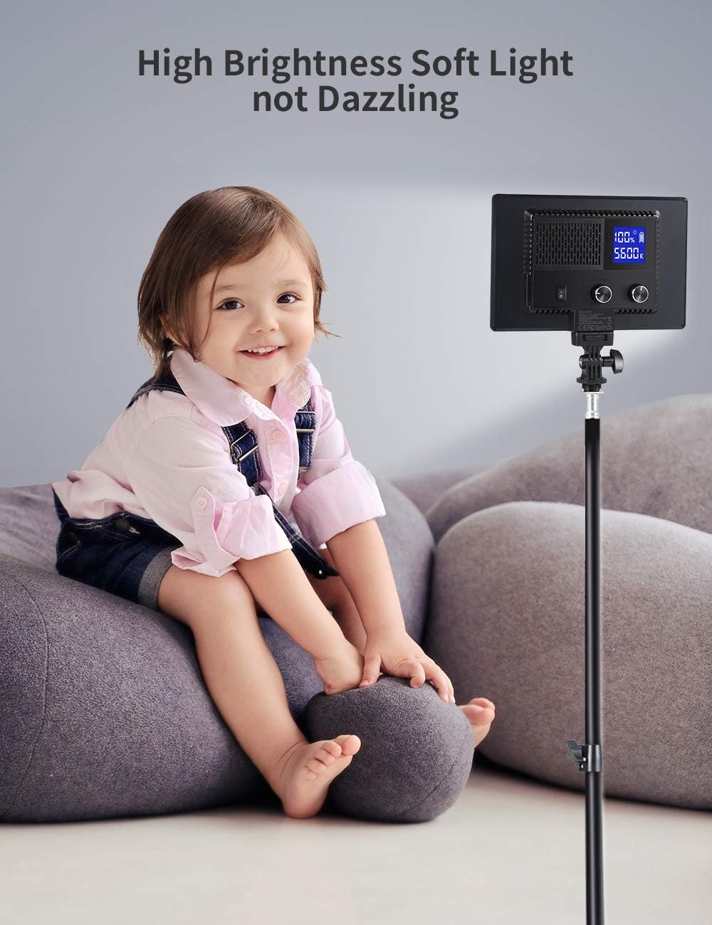 RALENO LED Video Light, Built-in Rechargeable Battery 3200K-5600K Bi-Color Brightness CRI95+ with LCD Display, Dual Power Design USB Camera Light for Baby Photography, YouTube Video, Interviews Pack of 2
