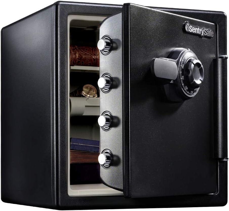 SentrySafe SFW123CU Fireproof Waterproof Safe with Dial Combination, 1.23 Cubic Feet, Black