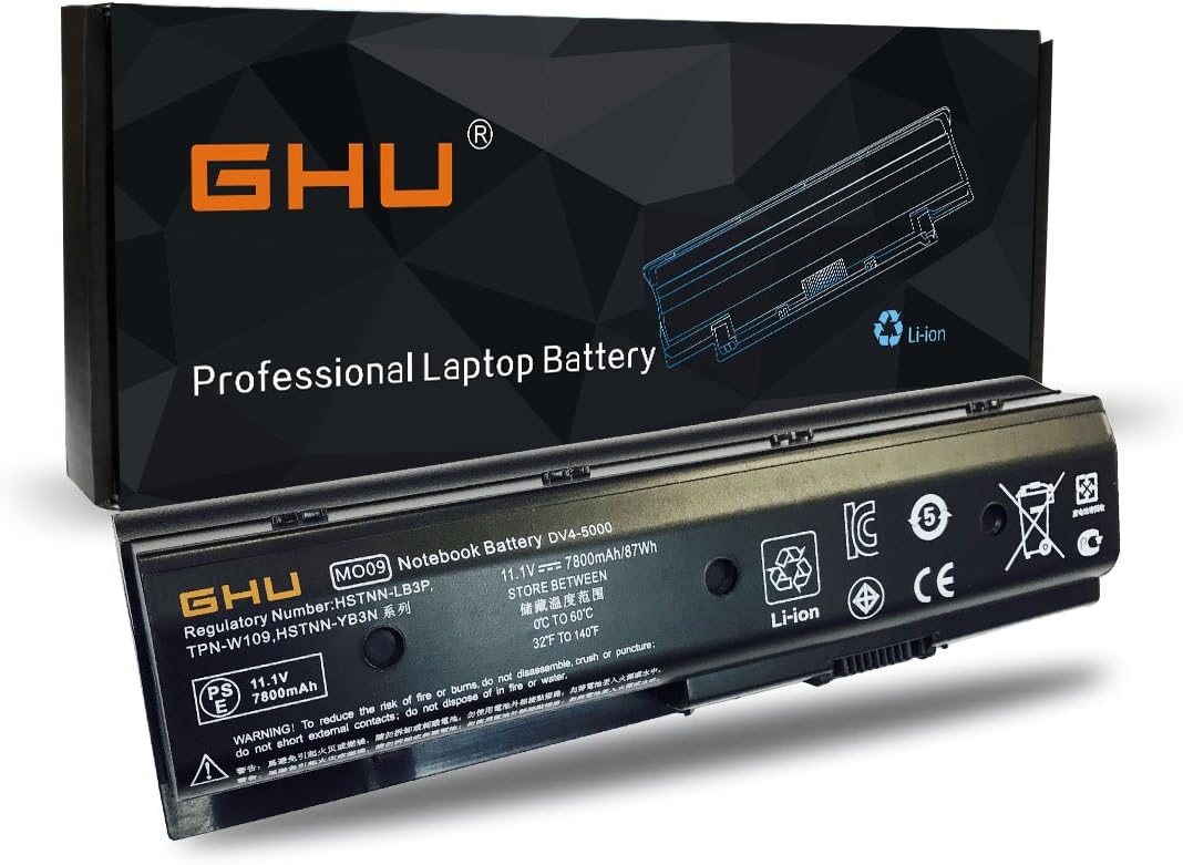 New GHU 87Wh MO06 MO09 671731-001 Laptop Battery Compatible with HP Envy M6-1045DX M6-1035DX M6-1125DX Pavilion DV4-5000 DV6-7000 DV6-7014nr DV7-7000 DV7t-7000 67241 9 Cell 7800 mAh,1 Year Warranty Pack of 2