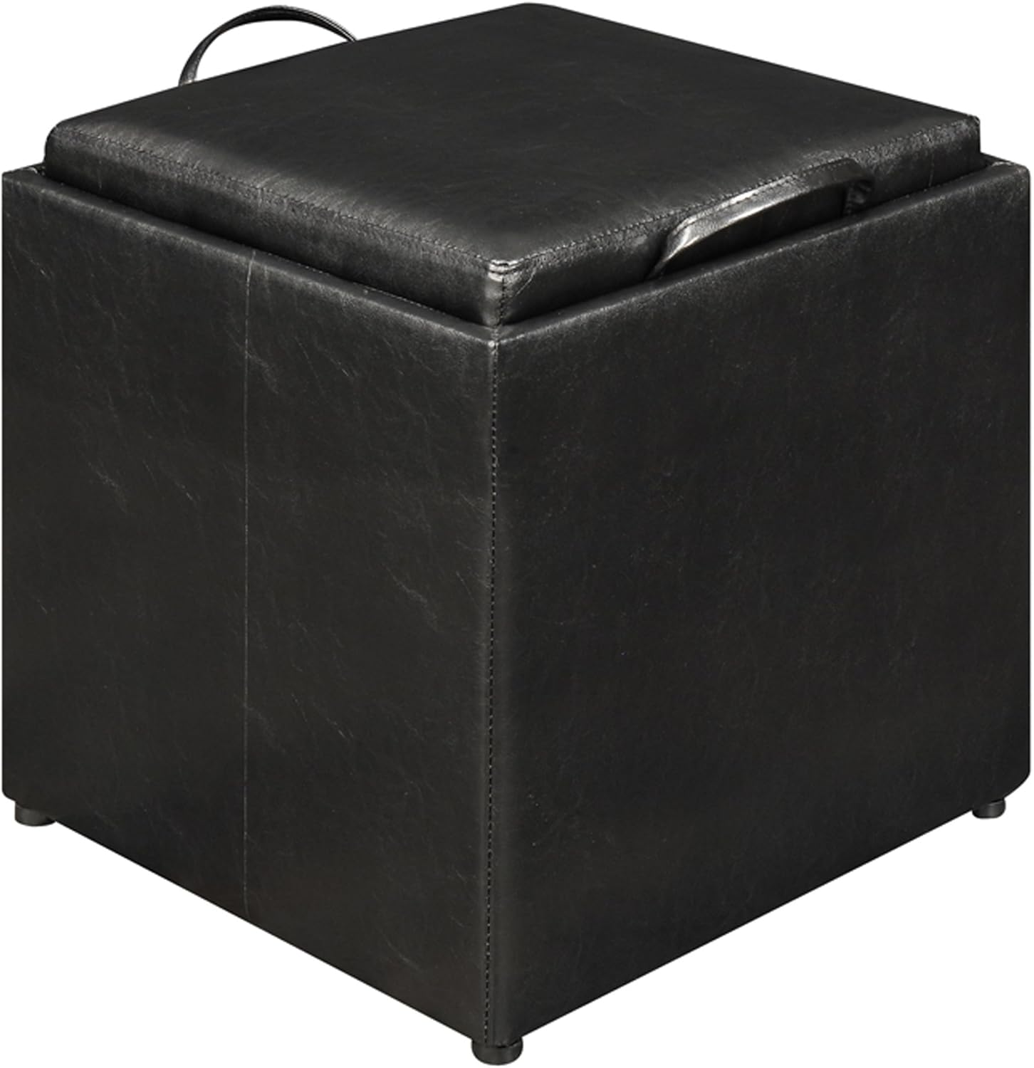 Convenience Concepts Designs4Comfort Park Avenue Single Ottoman with Stool, Black