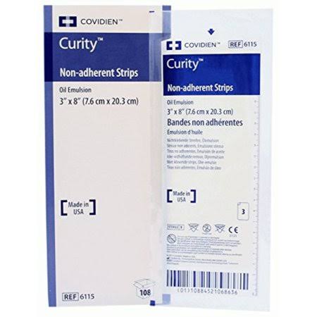 Covidien 6115 Curity Non-Adherent Strips 3x22 x 8x22 3/Pk- Box of 36 Pack- 108 Total