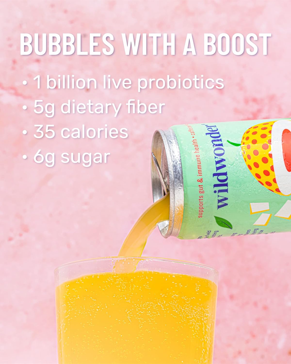 Wildwonder Sparkling Probiotic Juice Drink w/ Gut Health Immunity & Digestion Support, w/ 5g Fiber & Live Probiotics, Caffeine Free, Organic, Vegan, Low Sugar & Calorie, 12pk 12oz Cans, Variety Pack Pack of 2