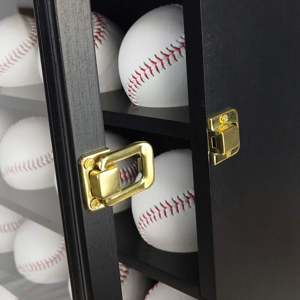 AtSKnSK 20 Baseball Display Case Cabinet Holder Rack Signed Autograph Ball Shadow Box with UV Protection Glass Door
