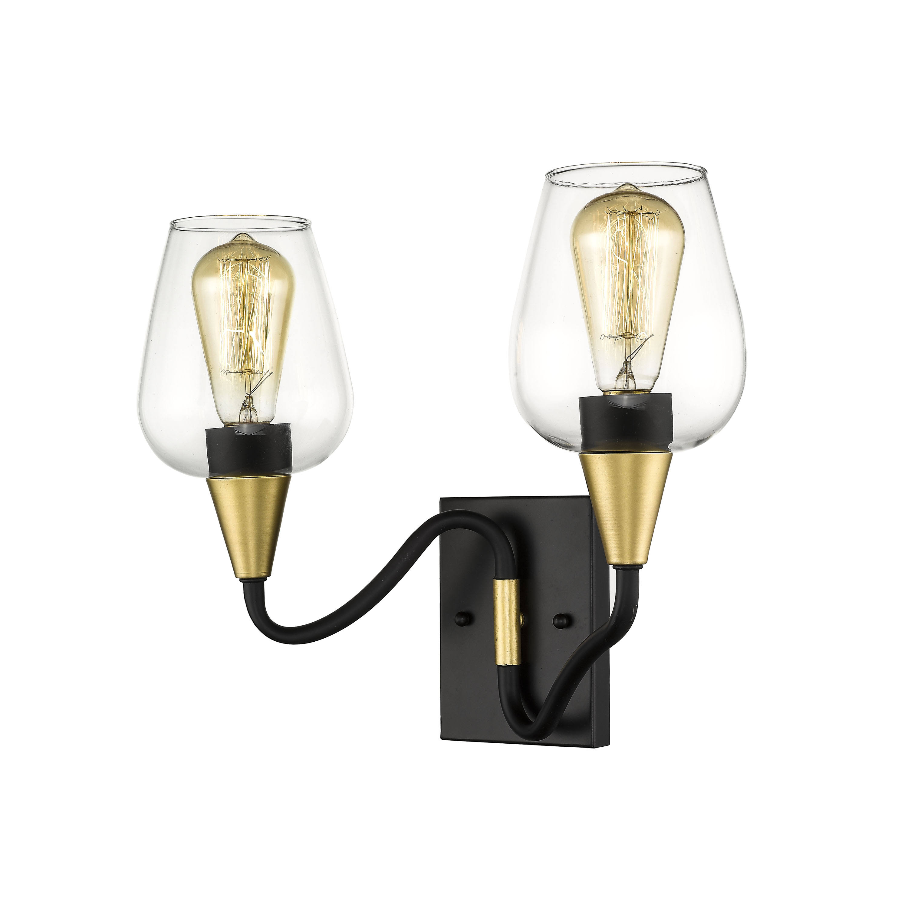 Millennium Lighting Norwalk 2 Light Vanity, Matte Black/Gold - 432-MB-G