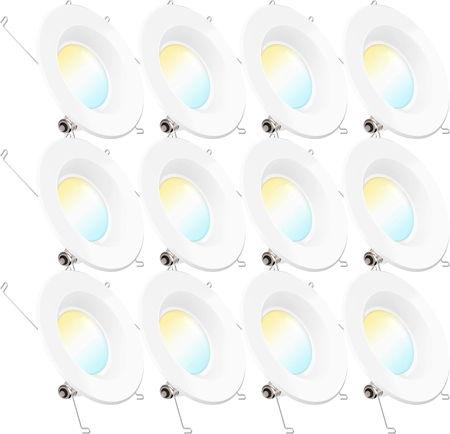 Sunco Lighting 12 Pack 5/6 Inch LED Recessed Downlight, Selectable, 5 Colors (2700K/3000K/3500K/4000K/5000K), 13W=75W, 965LM, Dimmable, Smooth Trim, Damp Rated, Simple Retrofit Installation – UL Pack of 2