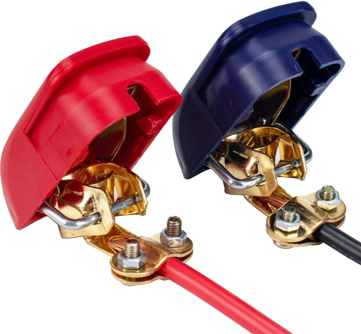 Battery Quick Release Connectors Battery Quick Disconnect Terminals with Cleaning Brush Protection Pad(Red & Black)