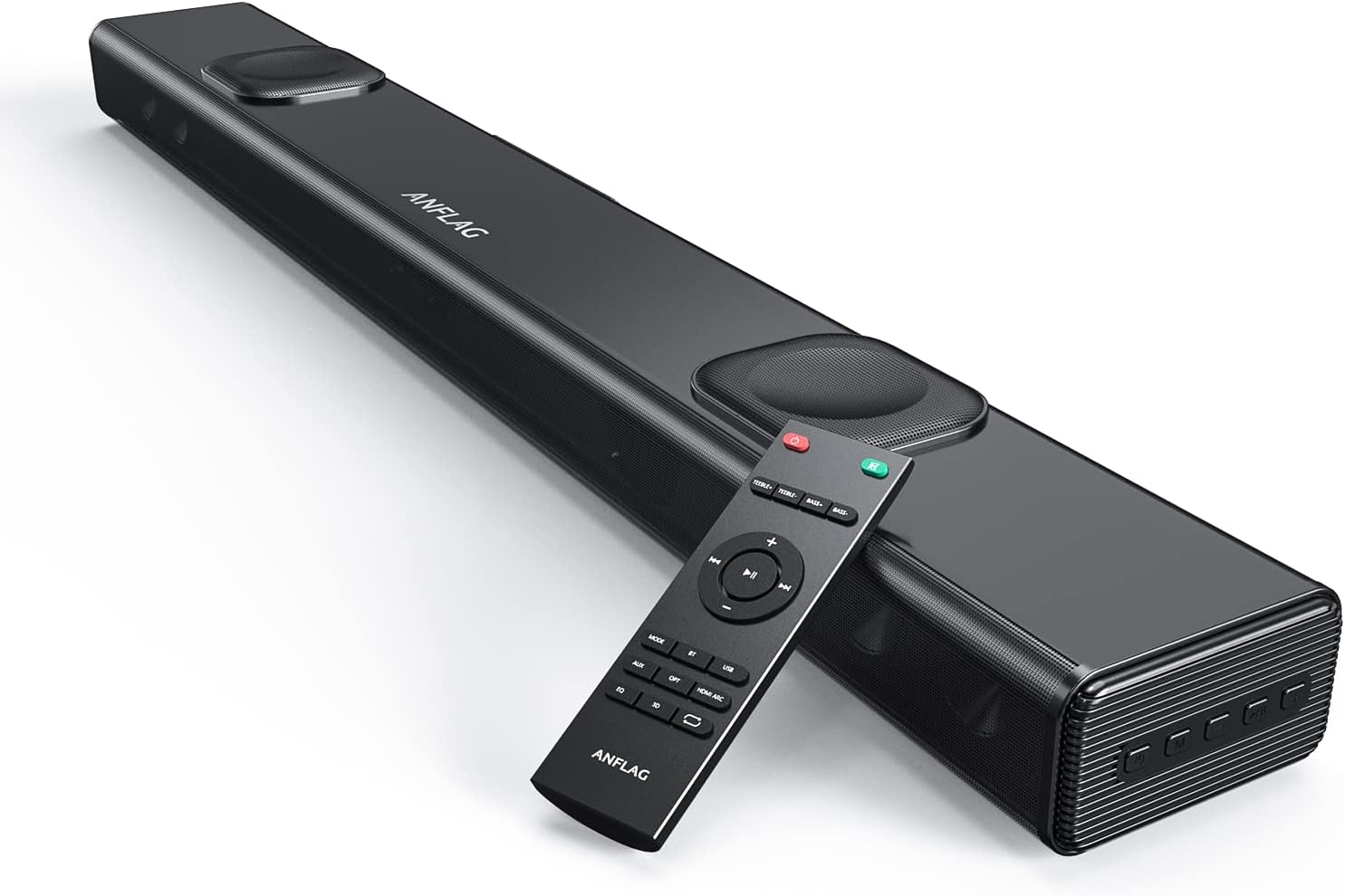 ANFLAG Sound Bar for TV, 38 Inch Soundbar with Dual Built-in Subwoofer, 90W Wired & Wireless Bluetooth 5.0/HDMI/Optical/Aux/USB, 3D Stereo Sound,Black