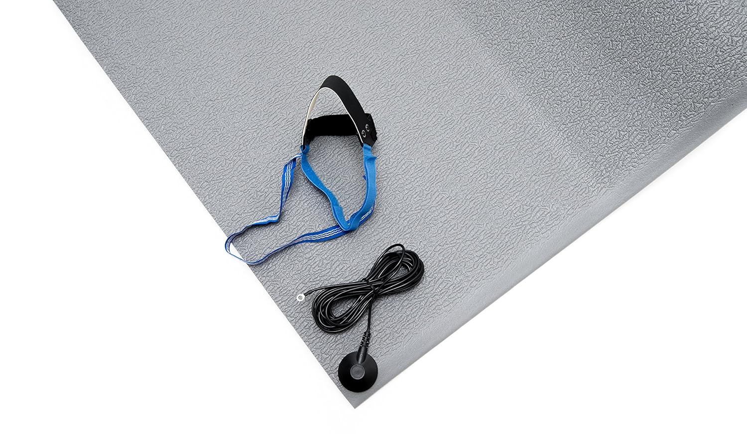 Bertech ESD Floor Mat Kit (Made in USA), 3 Feet Wide x 6 Feet Long x 0.375 Inches Thick, Anti Fatigue, Gray, Includes a Heel Grounder and Grounding Cord, RoHS and REACH Compliant