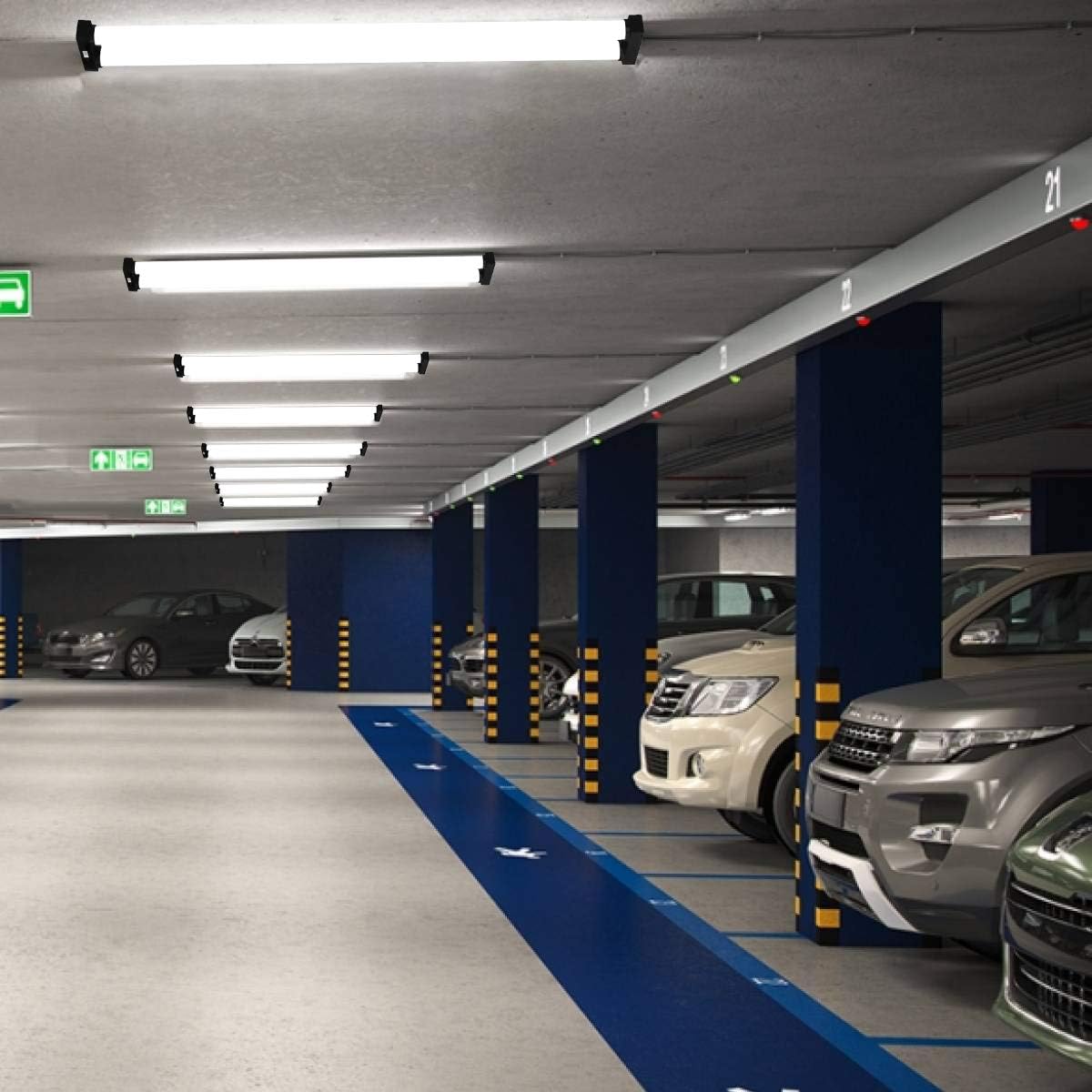 Linkable LED Shop Light 4ft 40W 6000K 4500LM Super Bright, Garage Lighting Fixture, with Pull Chain(ON/Off) 6000K 4PK Pack of 2