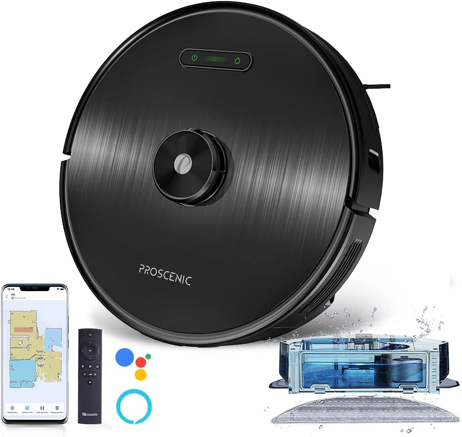 Proscenic M8 Robot Vacuum, Lidar Navigation, 3-in-1 Robotic Vacuum and Mop with 3000Pa Strong Suction, Multi-Floor Mapping, WiFi/ Alexa/ APP Connected, Ideal for Carpet/ Hardfloor/ Pet Hair