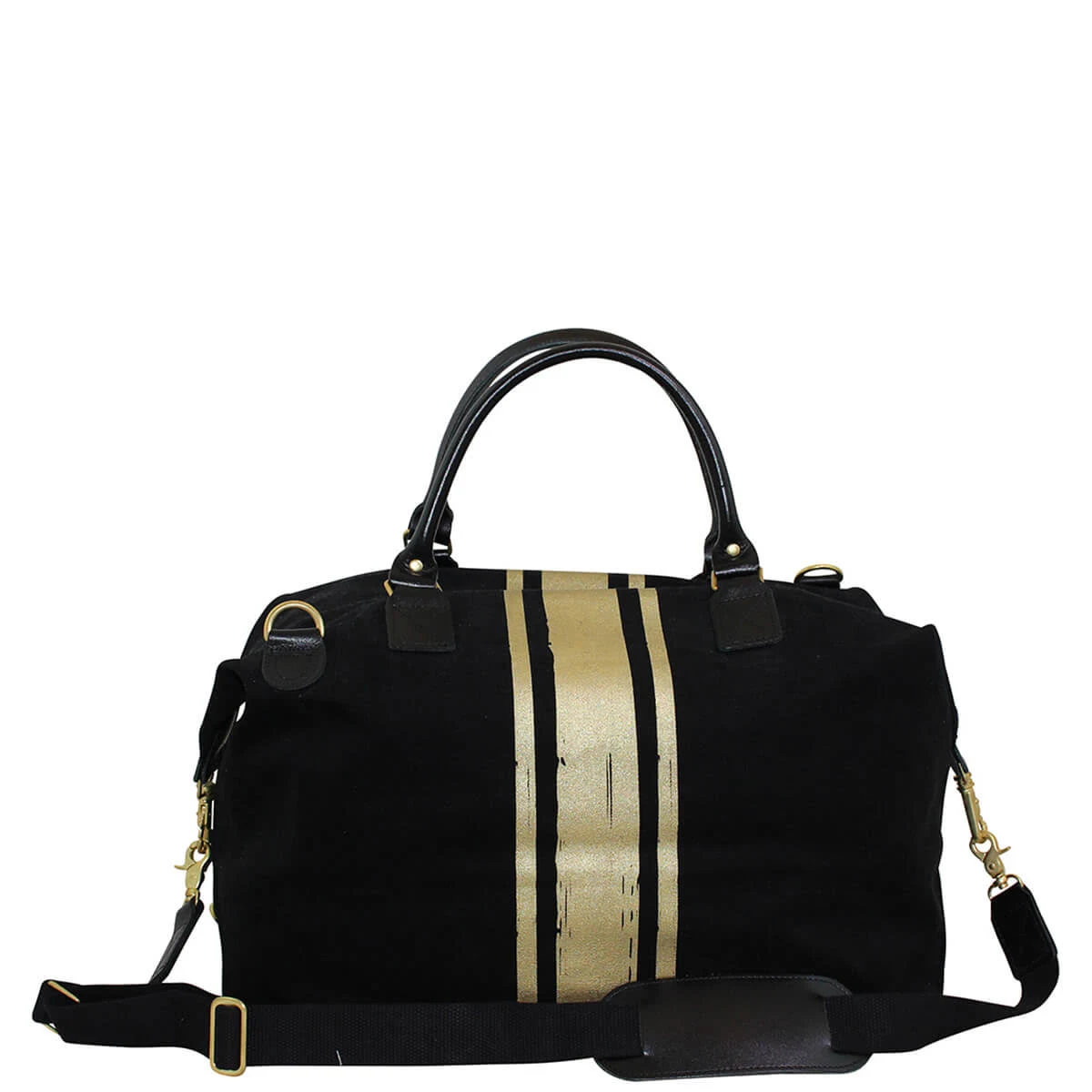 CB Station Weekender Bag with Painstroke Stripes in Black/Gold