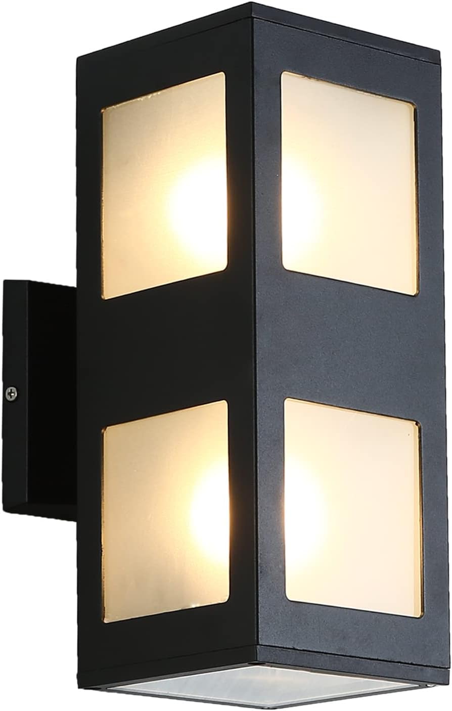 Outdoor Wall Light Modern Porch Light Fixtures Aluminum Wall Sconces Square Up and Down Wall Lamp Suitable for Courtyards,Terraces,Garages,Doorways