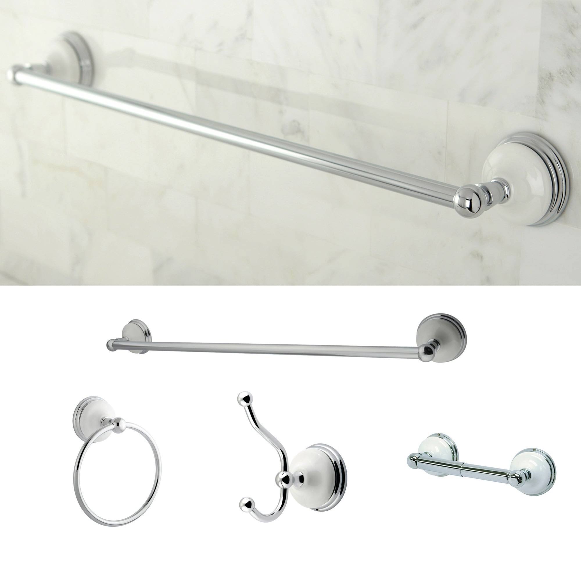 Kingston Brass Victorian 4-Piece Polished Chrome Bathroom Accessory Set PBAK1112478C
